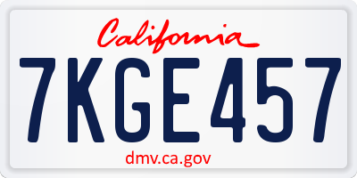 CA license plate 7KGE457