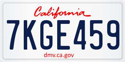 CA license plate 7KGE459
