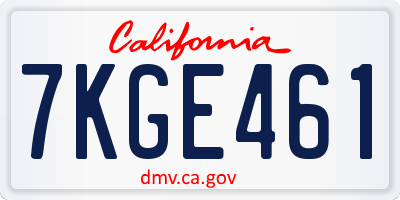 CA license plate 7KGE461