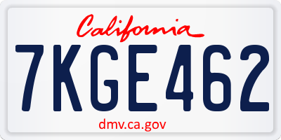 CA license plate 7KGE462