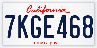 CA license plate 7KGE468