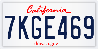 CA license plate 7KGE469