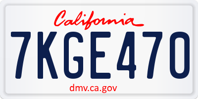 CA license plate 7KGE470