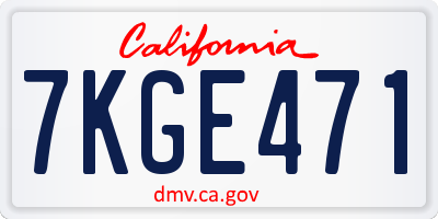 CA license plate 7KGE471