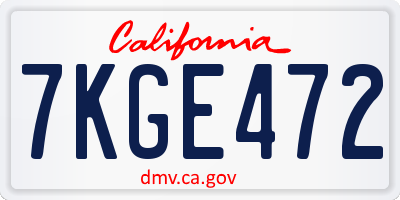 CA license plate 7KGE472
