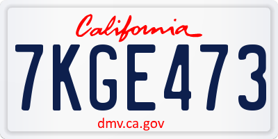 CA license plate 7KGE473
