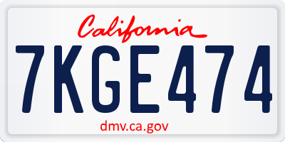 CA license plate 7KGE474