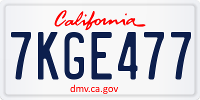 CA license plate 7KGE477