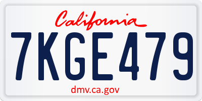 CA license plate 7KGE479