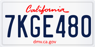 CA license plate 7KGE480