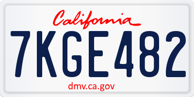 CA license plate 7KGE482