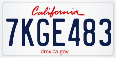 CA license plate 7KGE483