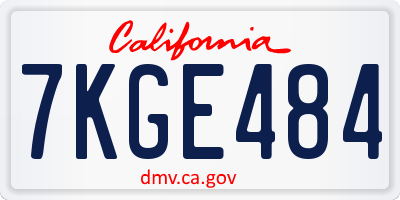 CA license plate 7KGE484