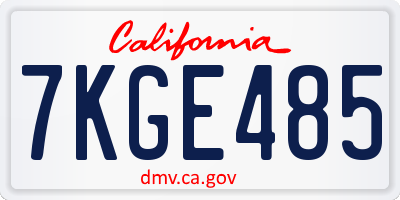 CA license plate 7KGE485