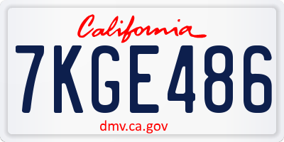 CA license plate 7KGE486