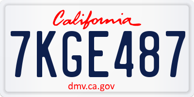 CA license plate 7KGE487
