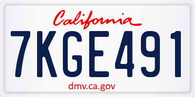 CA license plate 7KGE491