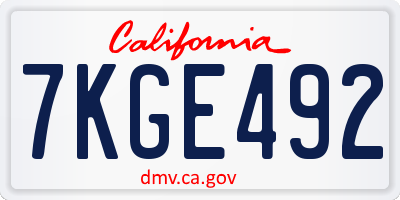 CA license plate 7KGE492