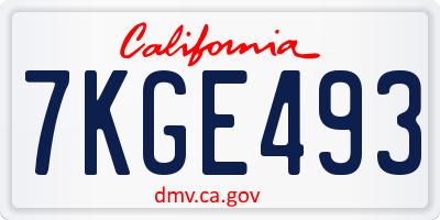 CA license plate 7KGE493