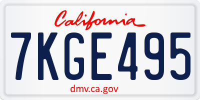 CA license plate 7KGE495