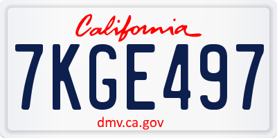 CA license plate 7KGE497