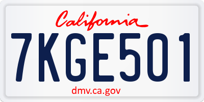 CA license plate 7KGE501