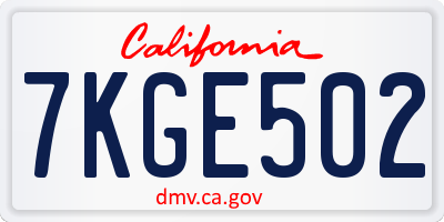 CA license plate 7KGE502
