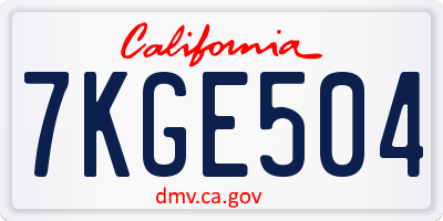 CA license plate 7KGE504