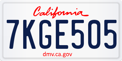 CA license plate 7KGE505