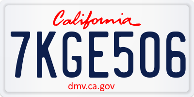 CA license plate 7KGE506