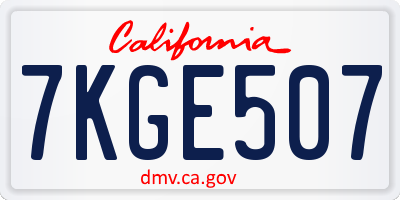CA license plate 7KGE507