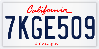 CA license plate 7KGE509