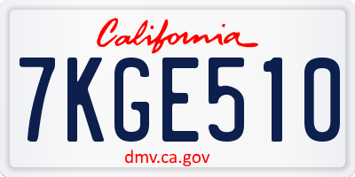 CA license plate 7KGE510