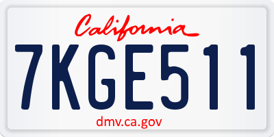 CA license plate 7KGE511