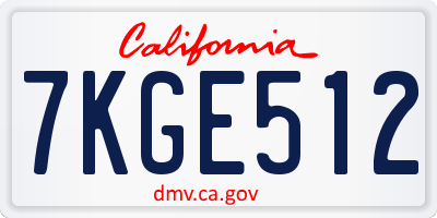CA license plate 7KGE512