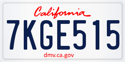 CA license plate 7KGE515