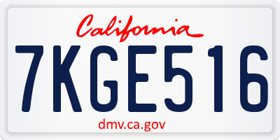 CA license plate 7KGE516