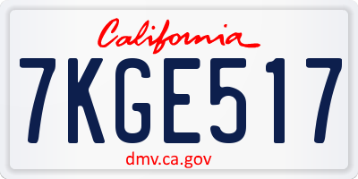 CA license plate 7KGE517