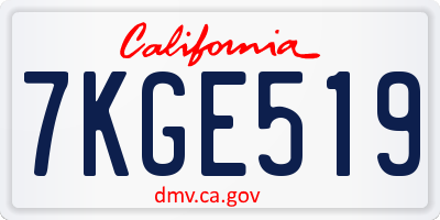 CA license plate 7KGE519