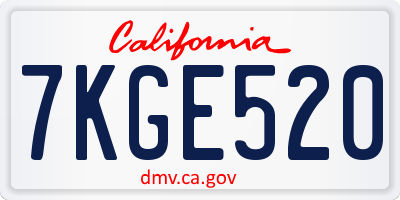 CA license plate 7KGE520