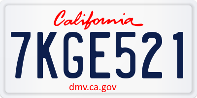 CA license plate 7KGE521