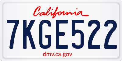CA license plate 7KGE522