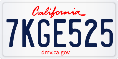 CA license plate 7KGE525