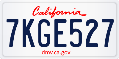 CA license plate 7KGE527