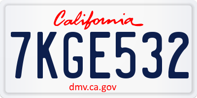 CA license plate 7KGE532