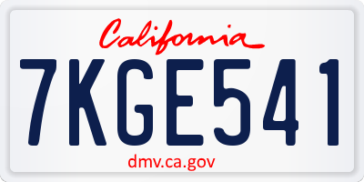 CA license plate 7KGE541