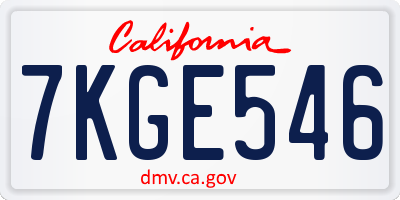 CA license plate 7KGE546