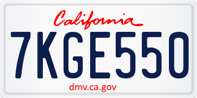 CA license plate 7KGE550