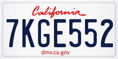CA license plate 7KGE552