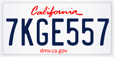 CA license plate 7KGE557